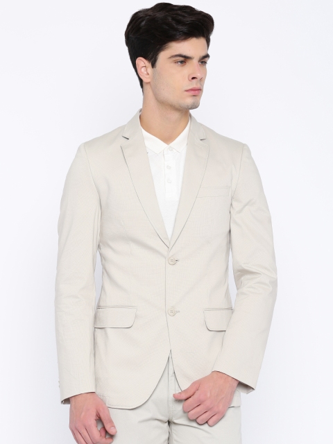 

Mast & Harbour Beige Regular Fit Single-Breasted Formal Blazer