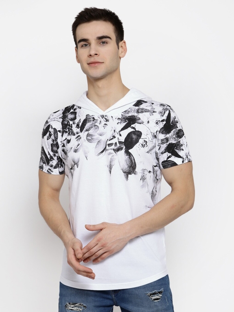 

Pepe Jeans Men White Printed Pure Cotton Hooded Pure Cotton T-shirt