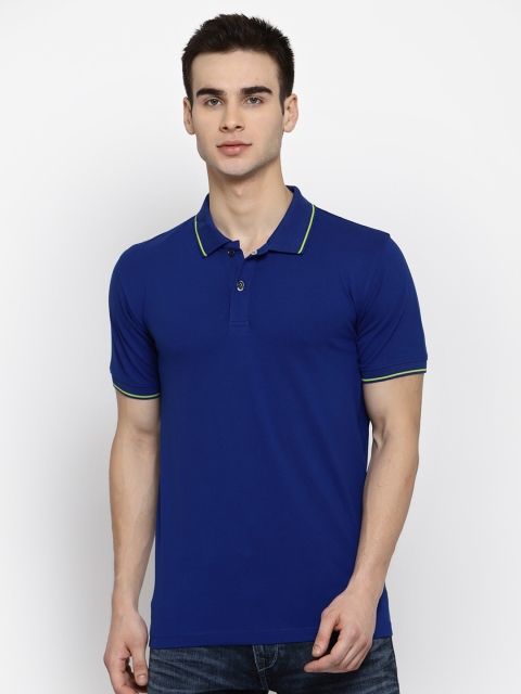 

Pepe Jeans Men Blue Solid Polo Collar T-shirt