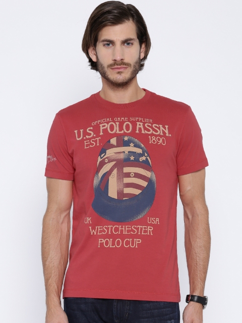 

U.S. Polo Assn. Red Printed Pure Cotton T-shirt