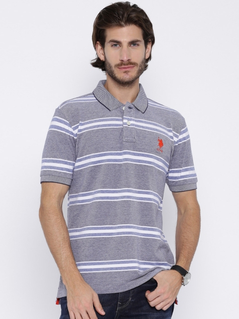 

U.S. Polo Assn. Blue & White Striped Polo T-shirt