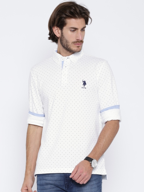 

U.S. Polo Assn. White Printed Polo T-shirt