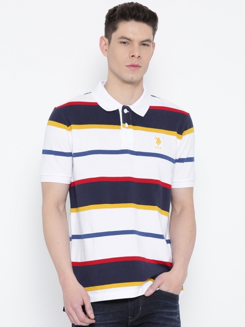 

U.S. Polo Assn. White & Blue Striped Polo T-shirt