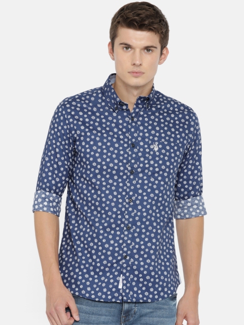 

U.S. Polo Assn. Men Blue Tailored Fit Printed Casual Shirt