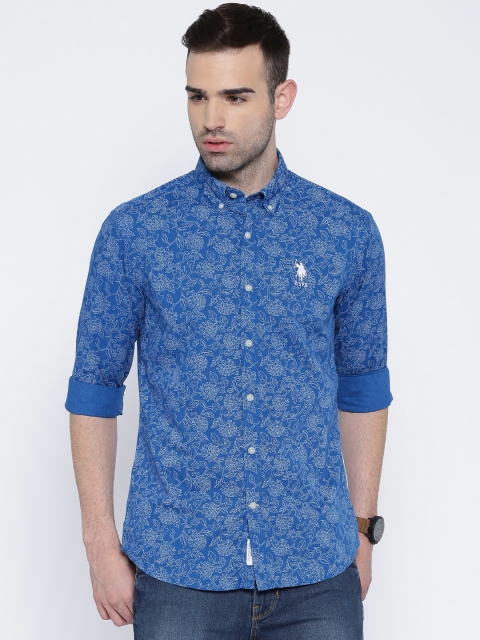 

U.S. Polo Assn. Blue Printed Tailored Fit Casual Shirt