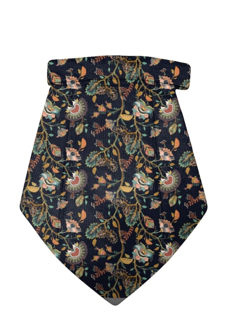 

Blacksmith Navy Blue & Green Printed Cravat