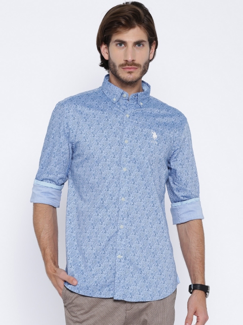 

U.S. Polo Assn. Blue Printed Tailored Fit Casual Shirt