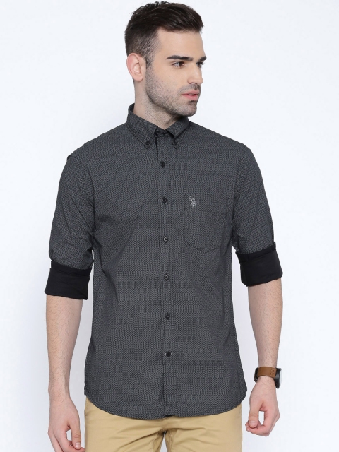 

U.S. Polo Assn. Black Printed Tailored Fit Casual Shirt