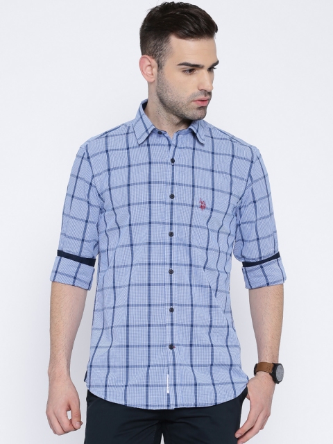 

U.S Polo Assn. Blue Checked Tailored Fit Casual Shirt