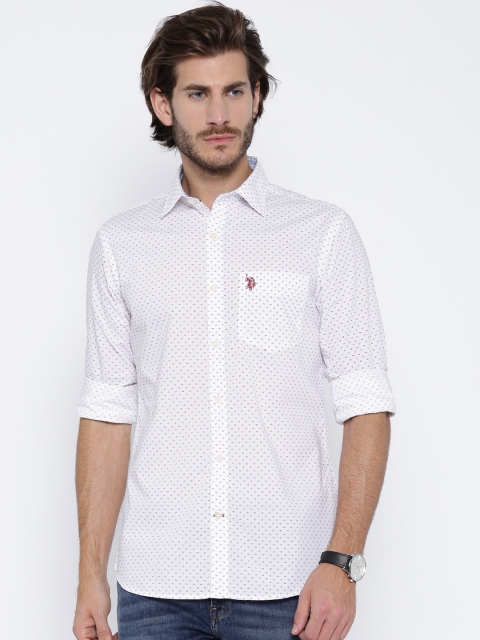 

U.S. Polo Assn. White Printed Tailored Fit Casual Shirt