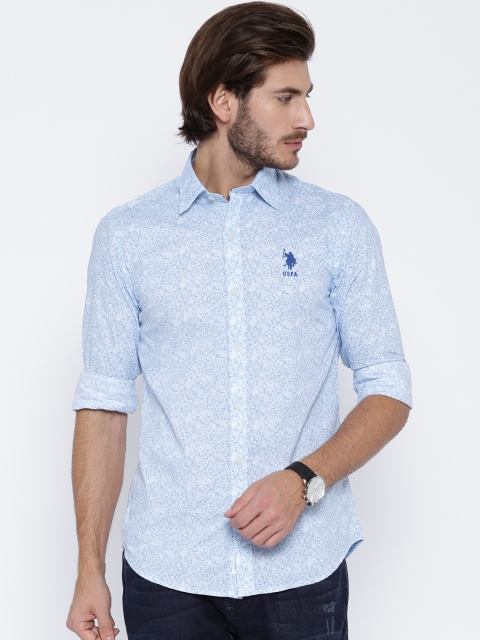 

U.S. Polo Assn. Blue Printed Tailored Fit Casual Shirt