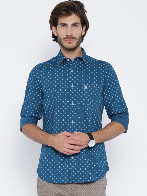 

U.S. Polo Assn. Blue Printed Tailored Fit Casual Shirt