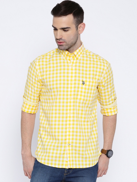 

U.S. Polo Assn. Yellow & White Checked Tailored Fit Casual Shirt