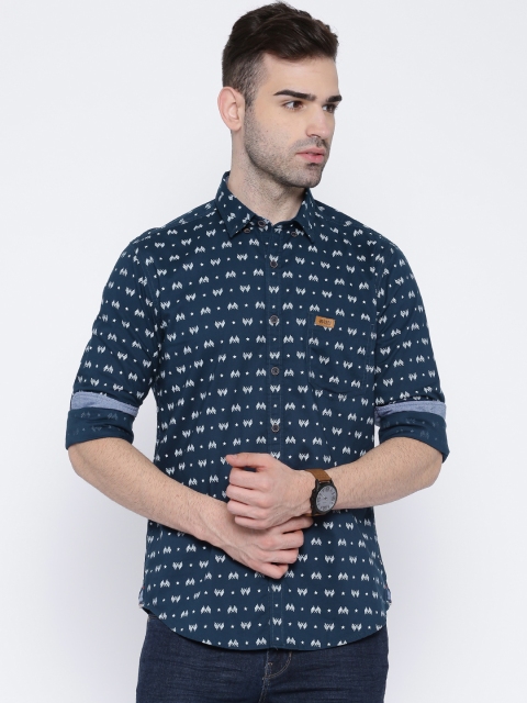

U.S. Polo Assn. Denim Co. Navy Printed Casual Shirt, Navy blue