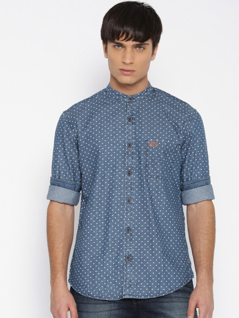 

U.S. Polo Assn. Denim Co. Men Blue Regular Fit Printed Denim Casual Shirt