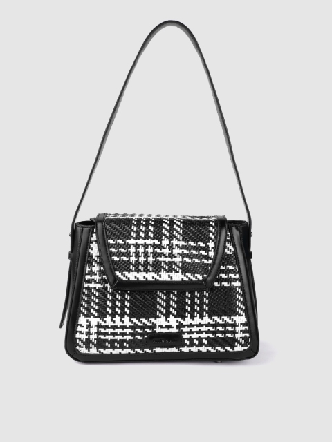 

Allen Solly Black & White Basketweave Textured Structured Shoulder Bag
