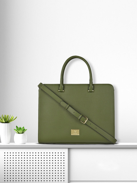 

Allen Solly Olive Green Structured Handheld Bag