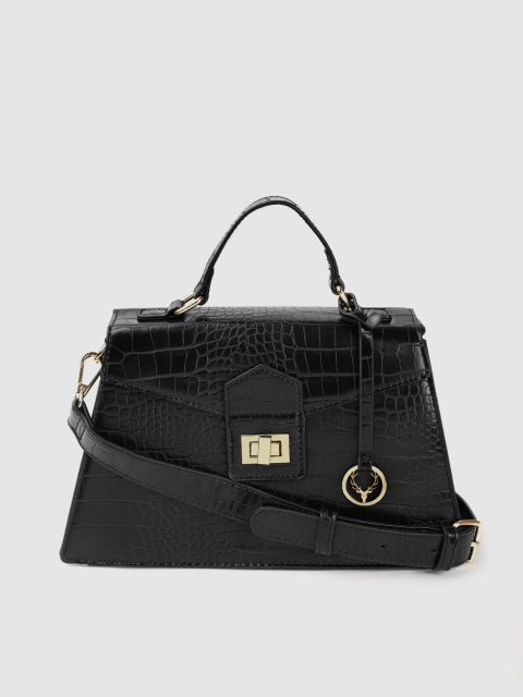 

Allen Solly Black Croc Textured Structured Satchel
