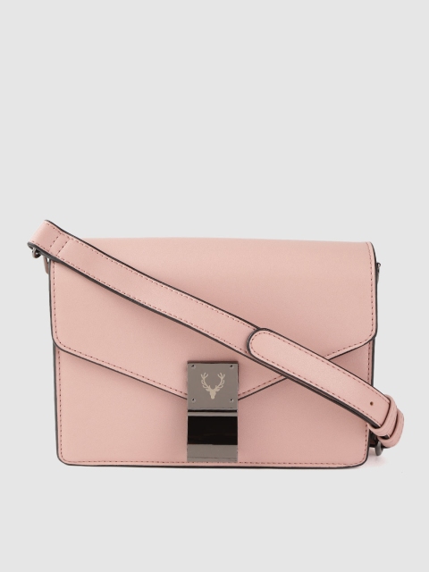

Allen Solly Peach-Coloured Solid Structured Sling Bag