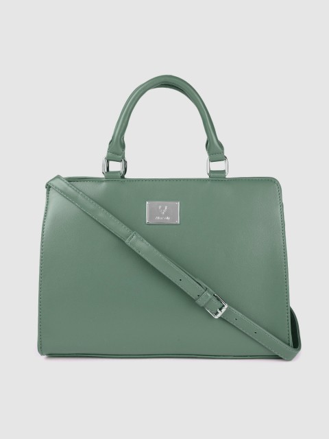 

Allen Solly Green Solid Structured Handheld Bag