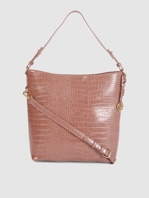 

Allen Solly Mauve Croc Skin Textured Structured Hobo Bag