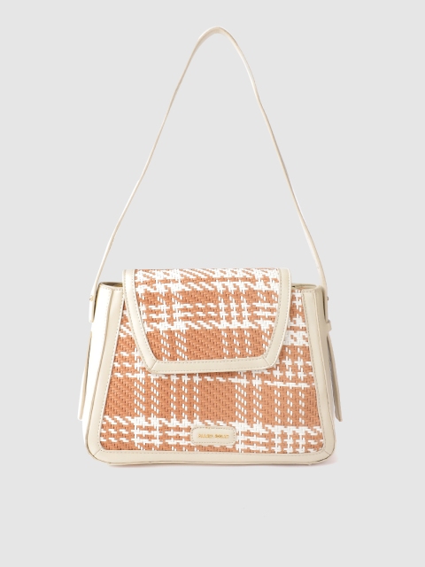 

Allen Solly Camel Brown & White Basketweave Textured Structured Shoulder Bag