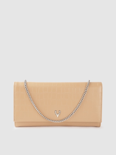 

Allen Solly Women Beige Croc Textured Envelope Wallet with Sling Strap