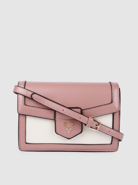

Allen Solly Pink & White Colourblocked PU Structured Sling Bag