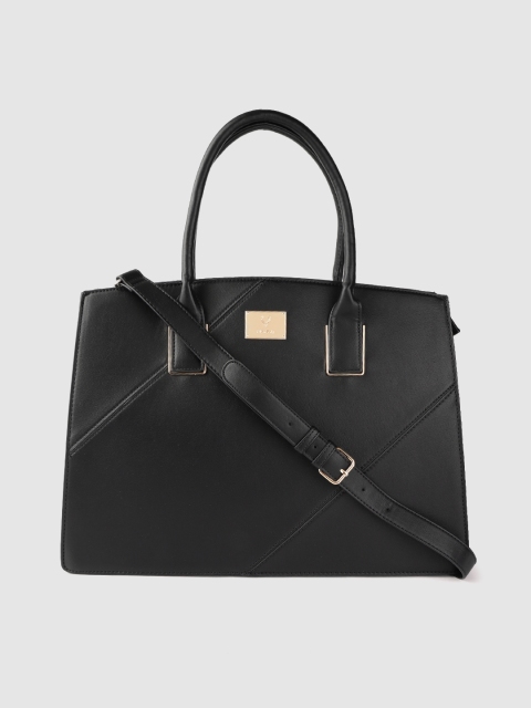 

Allen Solly Black Structured Laptop Handheld Bag with Detachable Sling Strap