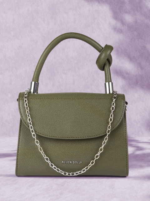 

Allen Solly Olive Green Structured Handheld Bag