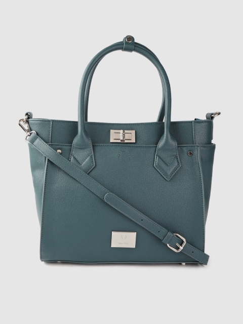

Allen Solly Teal Green Structured Handheld Bag