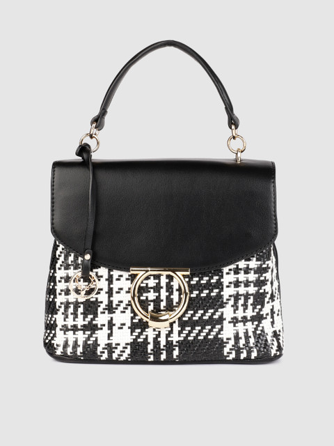 

Allen Solly Black & White Woven Design Structured Satchel