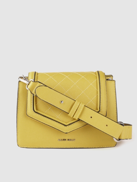 

Allen Solly Yellow Solid Structured Sling Bag with Thread Work Detail
