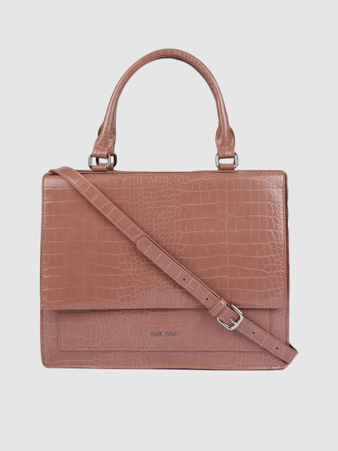 

Allen Solly Tan Brown Animal Textured Structured Handheld Bag