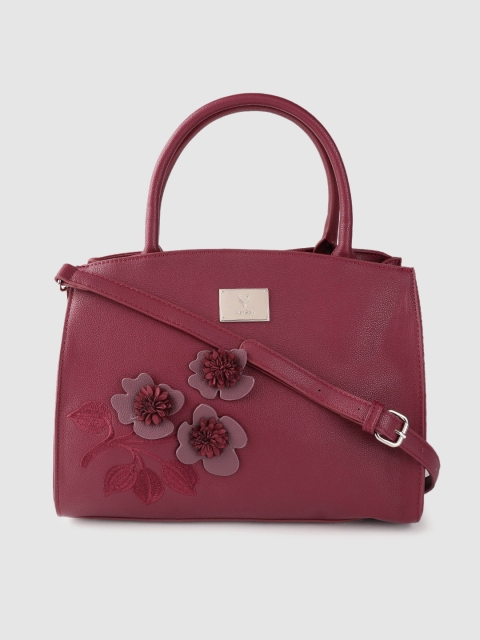 

Allen Solly Burgundy Applique Detail Structured Handheld Bag