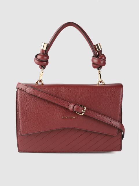 

Allen Solly Burgundy Striped Structured Satchel Bag with Detachable Sling Strap