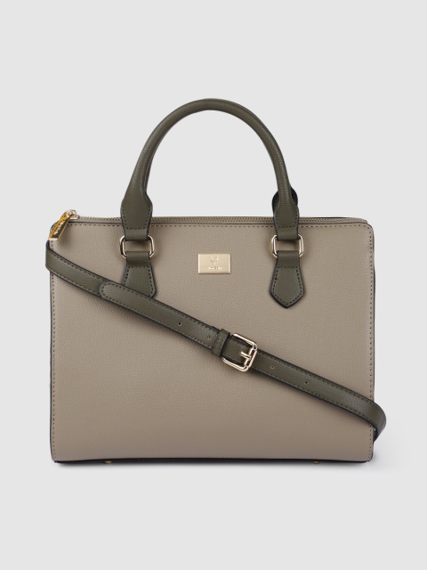 

Allen Solly Beige Solid Structured Handheld Bag