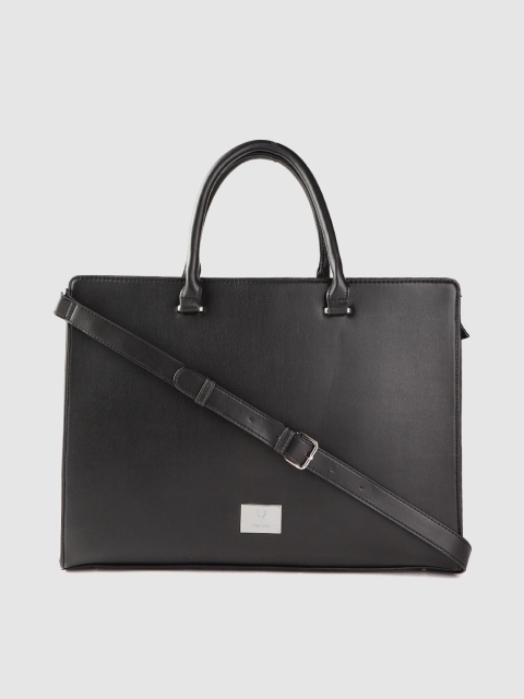 

Allen Solly Black Structured Laptop Handheld Bag with Detachable Sling Strap