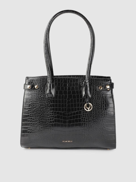 

Allen Solly Black Animal Textured Structured Handheld Bag