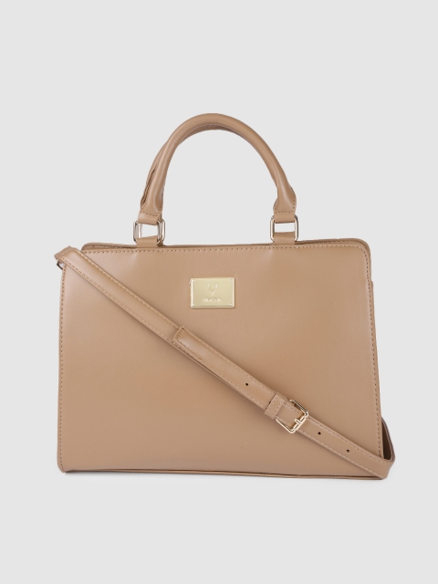 

Allen Solly Tan Solid Structured Handheld Bag