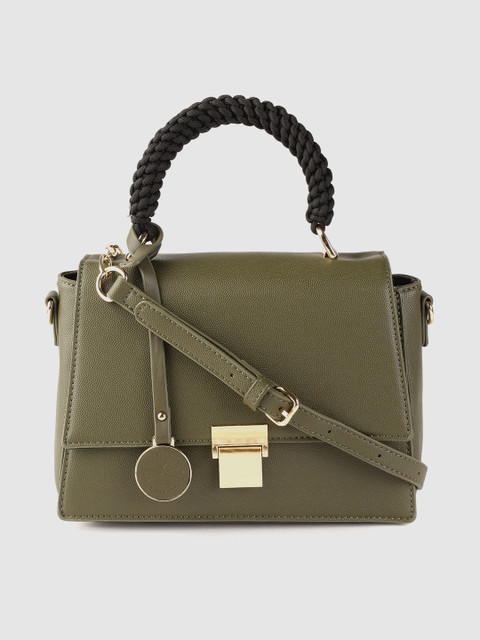 

Allen Solly Olive Green Structured Satchel Bag with Detachable Sling Strap