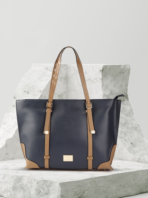 

Allen Solly Navy Blue & Brown Structured Laptop Shoulder Bag