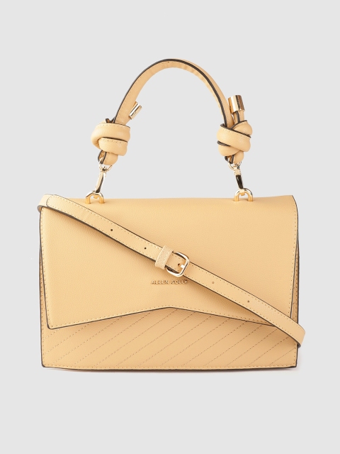 

Allen Solly Beige Striped Structured Satchel Bag with Detachable Sling Strap