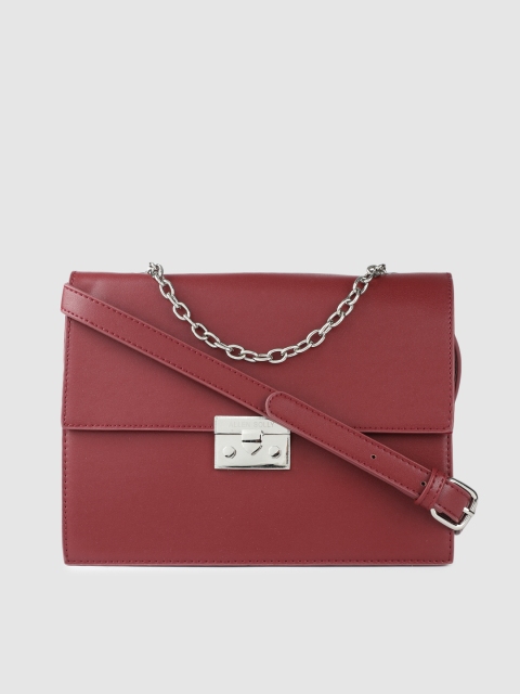 

Allen Solly Burgundy Structured Handheld Bag