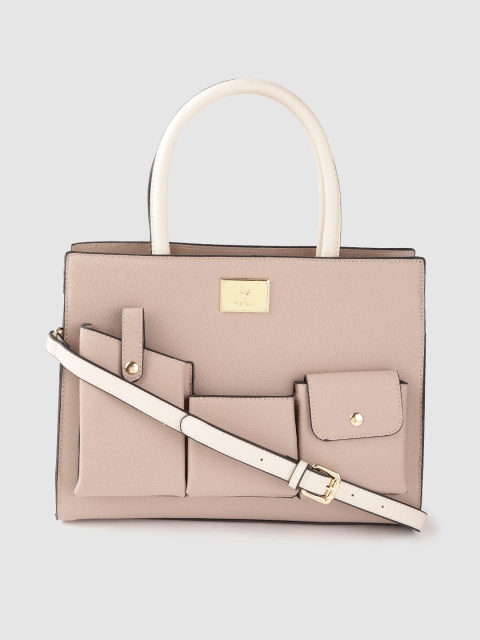 

Allen Solly Beige & Cream-Coloured Structured Handheld Bag with Detachable Sling Strap
