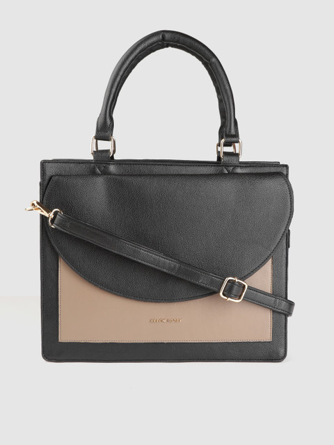 

Allen Solly Black & Nude-Coloured Colourblocked Structured Handheld Bag