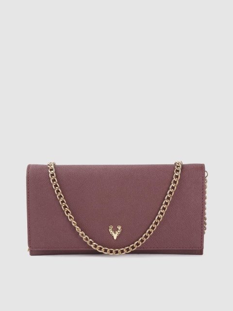 

Allen Solly Women Burgundy Saffiano Textured Envelope Wallet