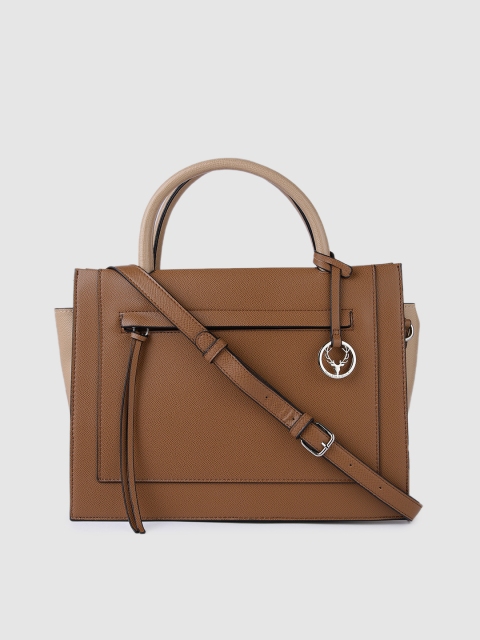 

Allen Solly Brown Solid Structured Handheld Bag