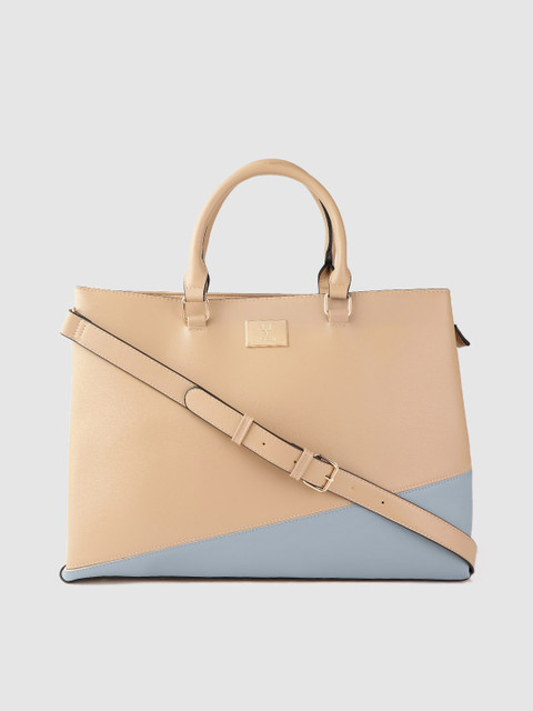 

Allen Solly Beige & Grey Colourblocked 12 Inch Laptop Oversized Handheld Bag