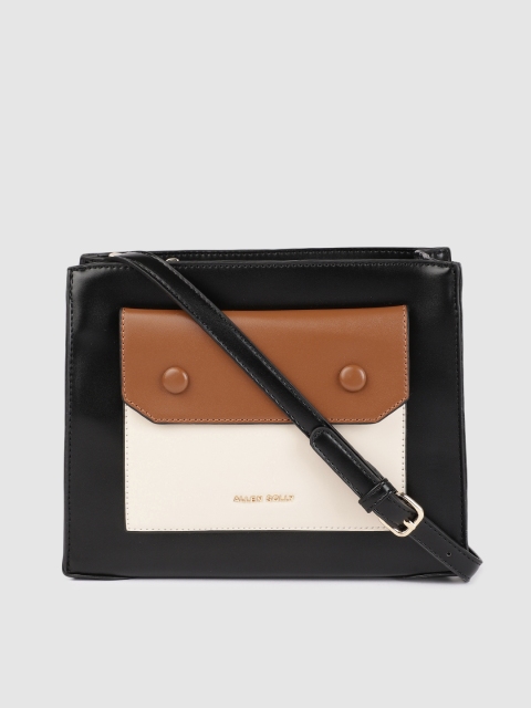 

Allen Solly Black & Off-White Colourblocked Structured Sling Bag